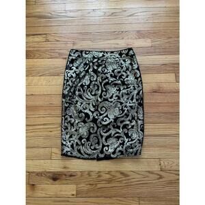 F21 Sequin Embellished Vintage Y2K Pencil bodice skirt M gold paisley baroque